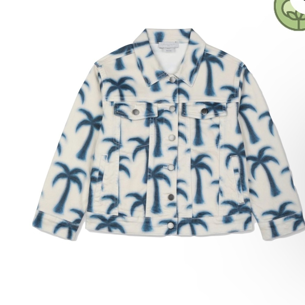 Stella McCartney Kids Blue and White Palm Tree Jean Jacket